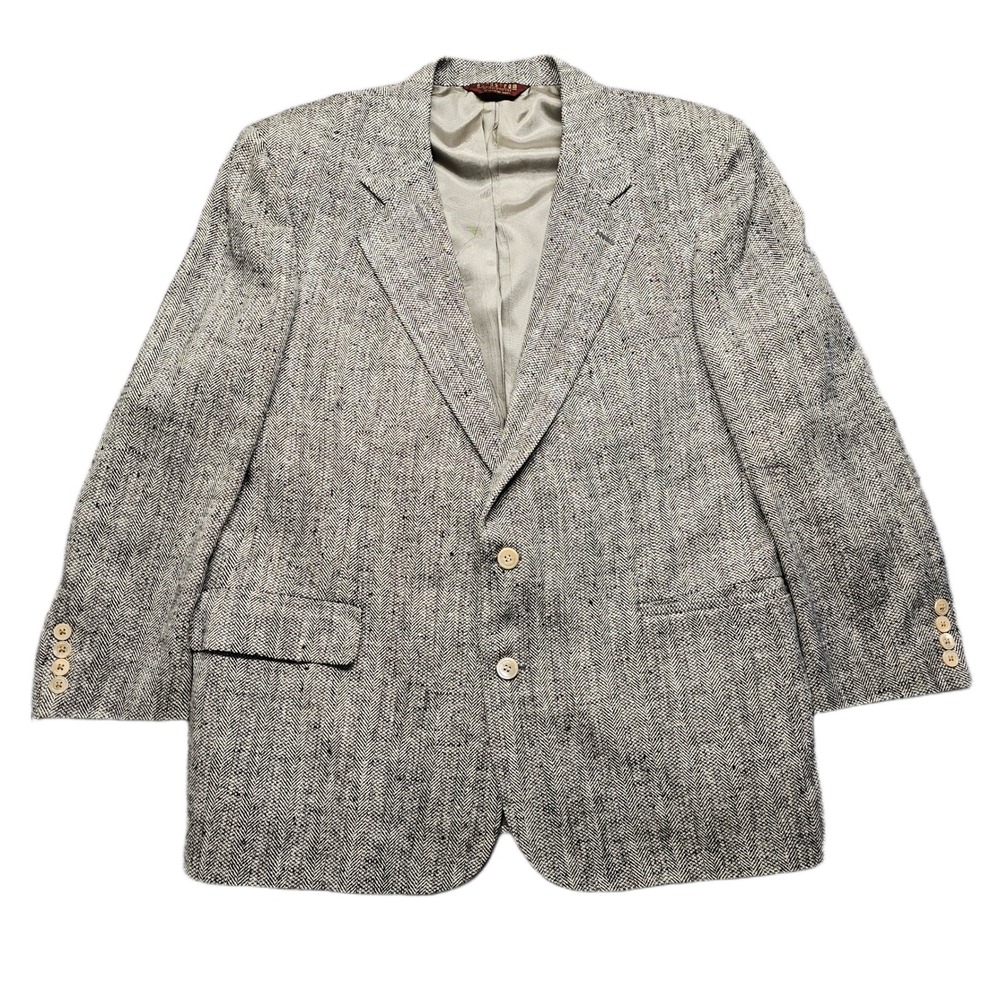 Nordstrom Blazer Jacket Mens Multi 100% Pure Silk Herringbone Lined Long Sleeve